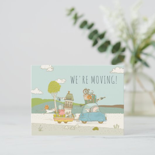 Schattige plezier dat we bewegen | Nieuwe startpun Aankondigingskaart (Staand voorkant)