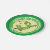 Schattige plezier gepersonaliseerde groene gekko c papieren bordje (Gekanteld)