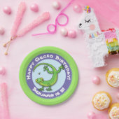 Schattige plezier gepersonaliseerde groene gekko c papieren bordje (Feest)