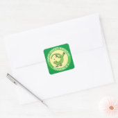 Schattige plezier gepersonaliseerde groene gekko c vierkante sticker (Envelop)