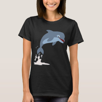 Schattige Plezier-Liefhebbende Cartoon Dolfijn Vro T-shirt