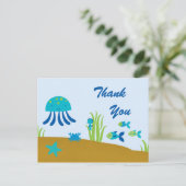Schattige plezier onder het zee Dank u briefkaart (Staand voorkant)