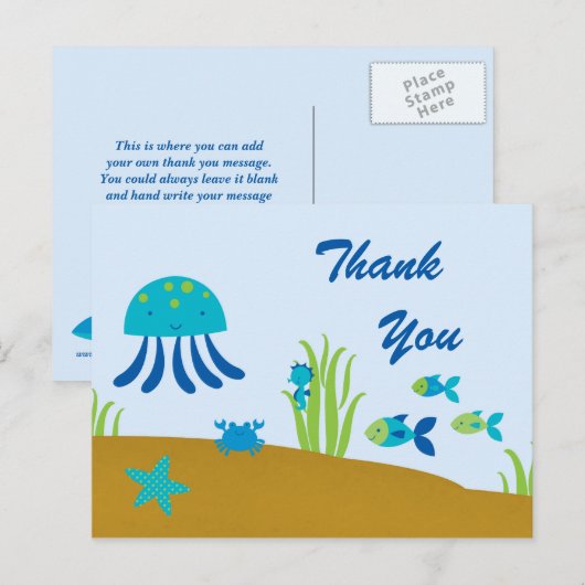 Schattige plezier onder het zee Dank u briefkaart (Voorkant / Achterkant)