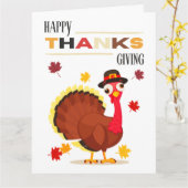 Schattige Plezier Turkije Herfst Happy Thanksgivin Kaart (Gele Bloem)