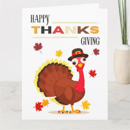 Schattige Plezier Turkije Herfst Happy Thanksgivin Kaart
