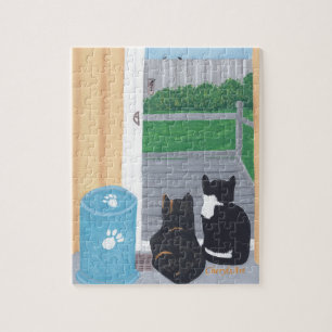 Schattige plezier Twee katten Vogel kijken Puzzel