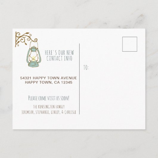 Schattige plezier we verhuisd | Ballonhuis 2 Aankondigingskaart (Achterkant)