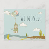 Schattige plezier we verhuisd | Ballonhuis 2 Aankondigingskaart (Voorkant)
