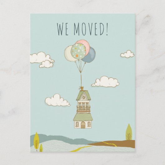 Schattige plezier we verhuisd | Ballonhuis Aankondigingskaart (Voorkant)