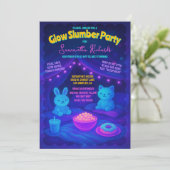 Schattige pluche gloed neon slumber verjaardagsfee kaart (Staand voorkant)