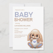 Schattige pluche konijn, baby shower uitnodiging (Voorkant)