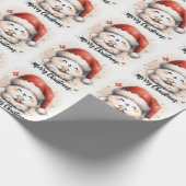 Schattige pluizig kerstkonijn cadeaupapier (Hoek)