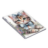 SCHATTIGE PLUIZIG KITTEN MET BOGEN EN BLOEMEN NOTITIEBOEK (Rechterzijde)