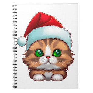Schattige pluizig Munchkin Christmas Cat Classic T Notitieboek