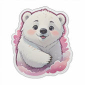 Schattige pluizig polair Beer Sticker (Voorkant)