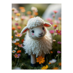 Schattige pluizig schaap Poster