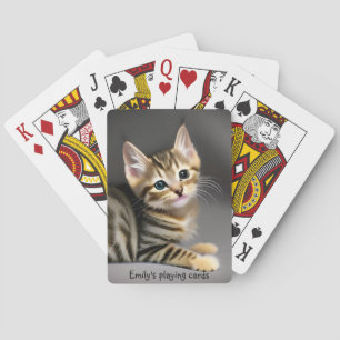 Schattige pluizig tabby kitten - personaliseerbaar pokerkaarten