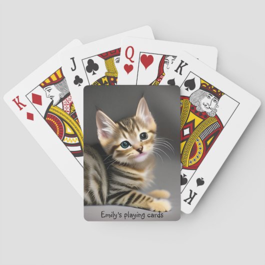 Schattige pluizig tabby kitten - personaliseerbaar pokerkaarten (Achterkant)
