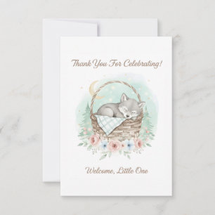 Schattige, pluizige baby wolf Baby Shower Bedankkaart