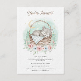 Schattige, pluizige baby wolf Baby Shower Kaart