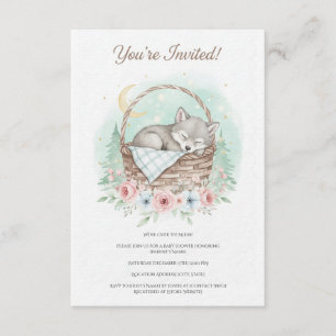 Schattige, pluizige baby wolf Baby Shower Kaart