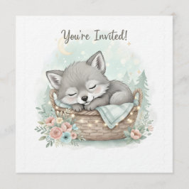 Schattige, pluizige baby wolf Baby Shower Kaart