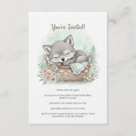 Schattige, pluizige baby wolf Baby Shower Kaart