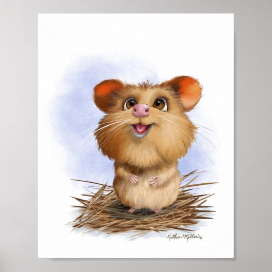 Schattige Pluizige Hamster Cartoon Poster (Voorkant)