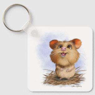 Schattige Pluizige Hamster Cartoon Sleutelhanger