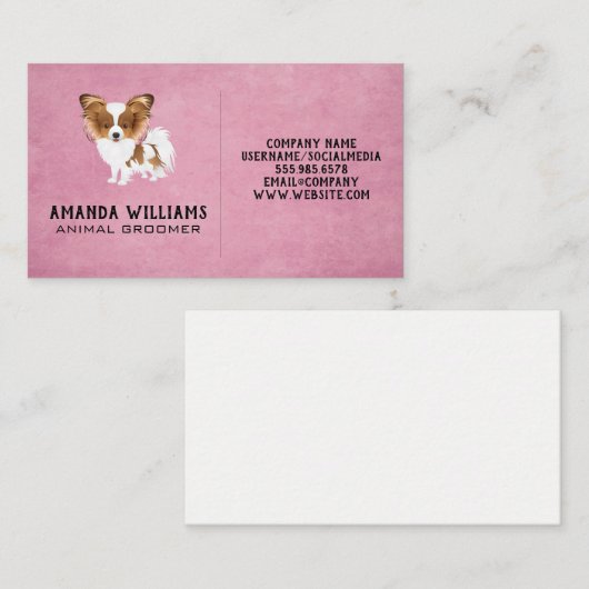 Schattige Pluizige Hond Visitekaartje (Voorkant / Achterkant)