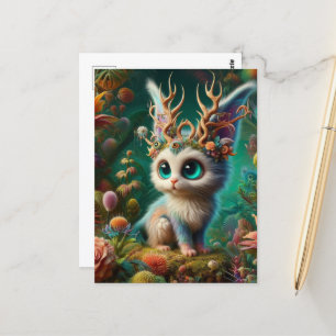Schattige pluizige Jackalope Kitten Critter Briefkaart