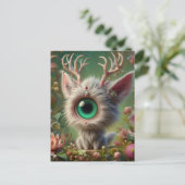 Schattige pluizige jackalope kitten met één oog briefkaart (Staand voorkant)