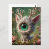 Schattige pluizige jackalope kitten met één oog briefkaart (Voorkant / Achterkant)