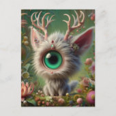 Schattige pluizige jackalope kitten met één oog briefkaart (Voorkant)