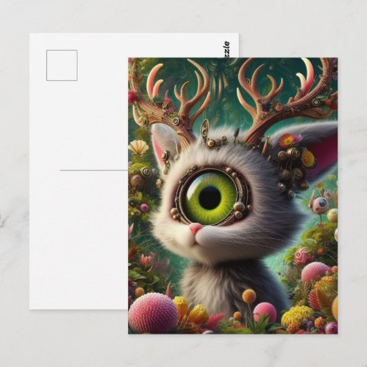 Schattige pluizige jakhals briefkaart (Voorkant / Achterkant)