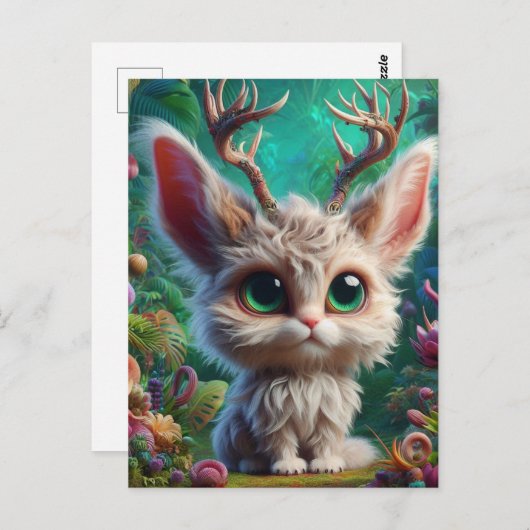 Schattige pluizige jakhals briefkaart (Voorkant / Achterkant)