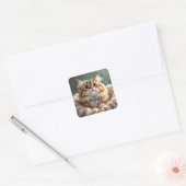 Schattige Pluizige Kat | Blank Vierkante Sticker (Envelop)