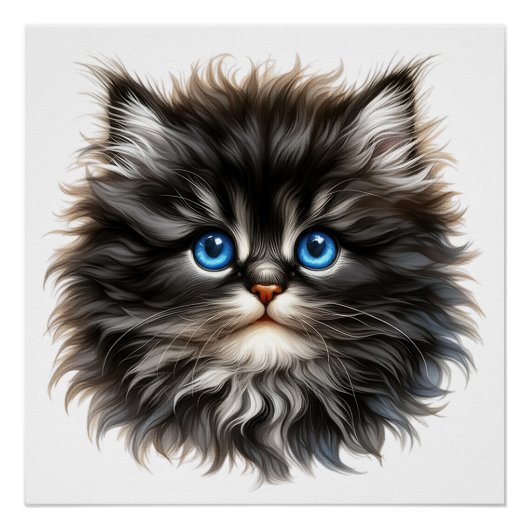 Schattige pluizige kitten met blauwe ogen perfect poster (Voorkant)