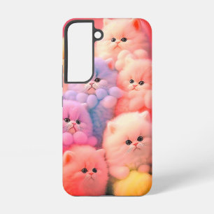 Schattige pluizige Kittens in zachte pastelkleuren Samsung Galaxy Hoesje