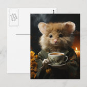 Schattige pluizige muis met thee briefkaart (Voorkant / Achterkant)
