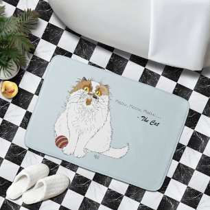 Schattige Pluizige Perzische Kat Grappige Miauw Bl Badmat