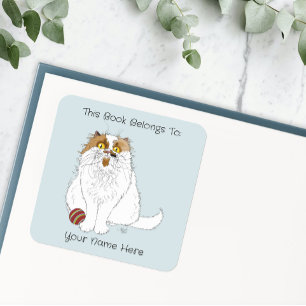 Schattige Pluizige Perzische Kat Grappige Miauw Bl Vierkante Sticker