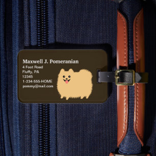 Schattige Pluizige Pomeranian met Aanpasbare Tekst Bagagelabel