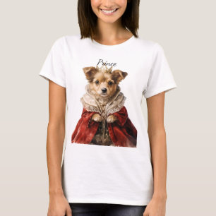SCHATTIGE PLUIZIGE PUPPY HOND GEKLEED IN REGAL GEW T-SHIRT