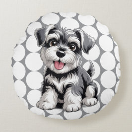 Schattige Pluizige Puppy Rond Kussen