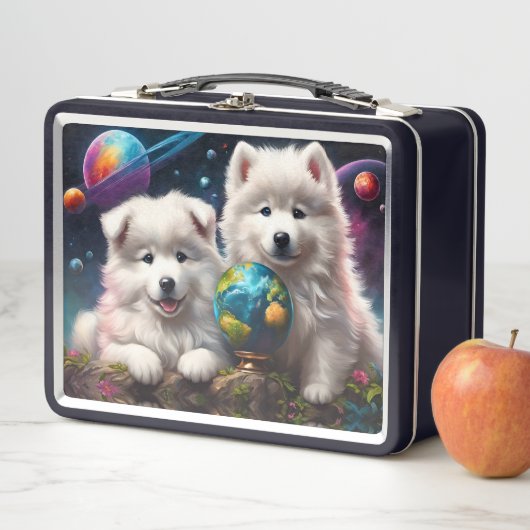Schattige pluizige Samoyed Puppies, Planets Earth (In situ)