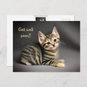 Schattige pluizige tabby kat baby "beterschap"  briefkaart (Voorkant / Achterkant)