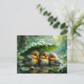 Schattige pluizige vogels in de regen *Jou Missen* Briefkaart (Staand voorkant)