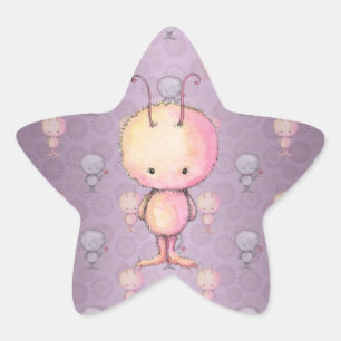 Schattige Pluizige Wazige Monsters Ster Sticker