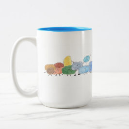 Schattige Pluizige Wezens op een Koffiemok Tweekleurige Koffiemok